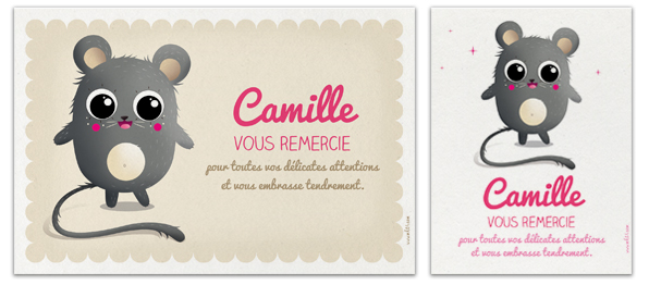 carte de remerciements naissance garçon fille souris
